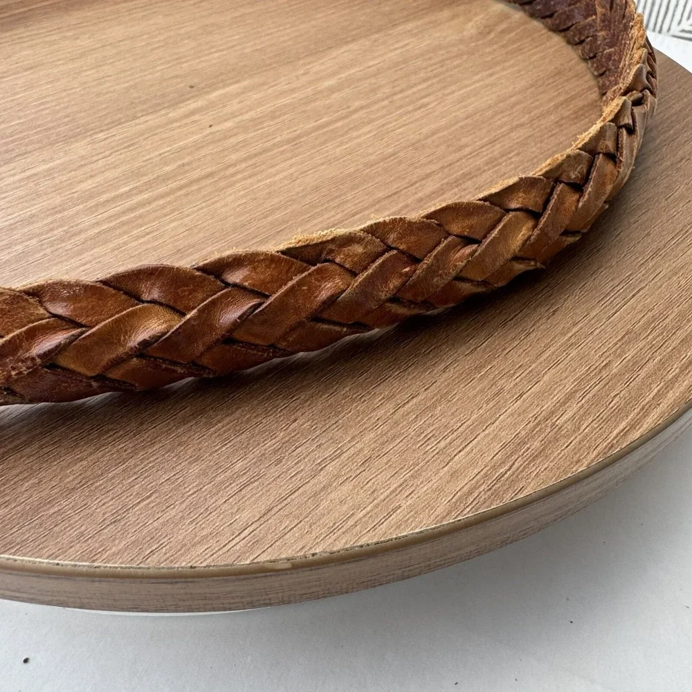 Brighton Well worn braided raised Brown Leather Belt Brass Buckle Size‎ 34